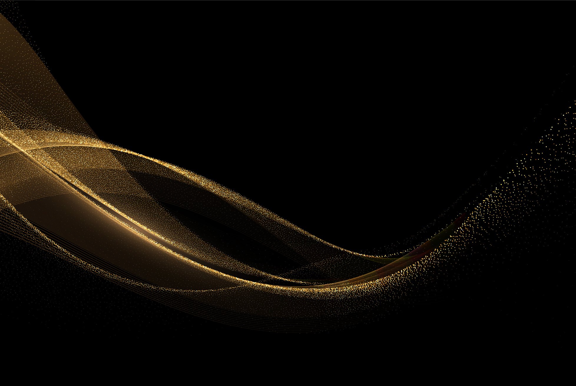 Gold Waves on Black Background